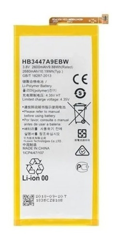 Bateria Huawei P8 Huawei P8 Ascend Hb3447a9ebw 2600 Mah