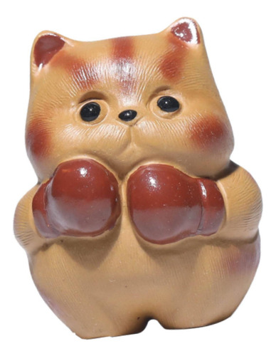 Té De Té De Arcilla Púrpura Gatito Esculturas Bandejas De