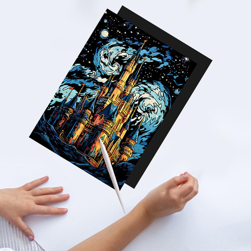 . Conjunto De Arte Em Papel Para Arranhões, Kit De Castelo