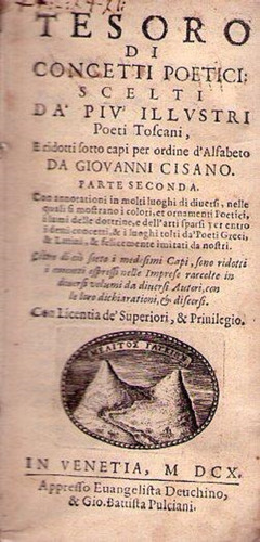 Tesoro Di Concetti Poetici * Poeti Toscani * Antiguo 1610