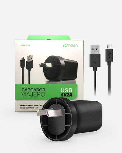 Imagen 1 de 6 de Noganet Nga-520 Cargador Usb 220v Tablets Celular Pared 2a
