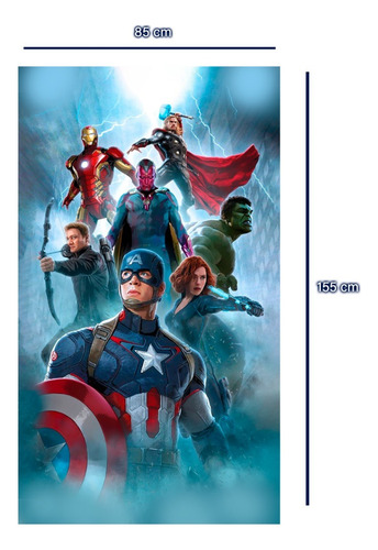 Toalla De Baño Diseño Avengers 155x85 Cm Microfibra Suave Celeste Avengers