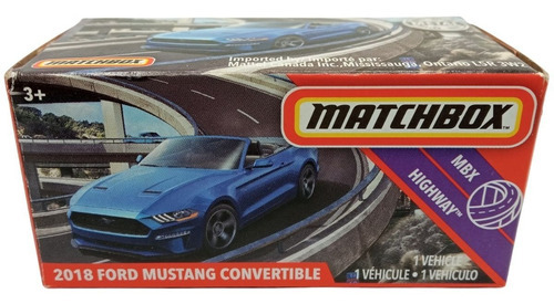 Ford Mustang 2018 Convertible Matchbox Color Azul