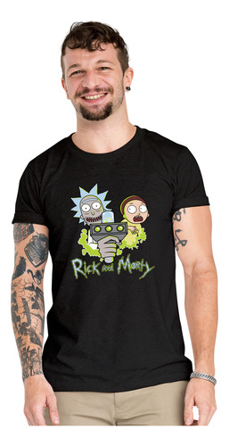 Polera Rick And Morty Gun Series Algodón Orgánico Wiwi