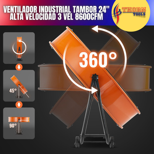 Ventilador Industrial Tambor 24 Alta Velocidad 3vel 8600cfm