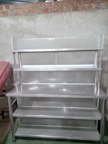 Mesa De Acero Inoxidable 5 Niveles Con Lunas Fijas Corredisa