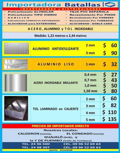 Imagen 8 de 10 de Laminas Acero Inoxidable,tol Alumin Liso Cable De Acero La1