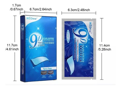 Ms.dear Fitas Clareador Dental 1 Unidade Caixa 9d White