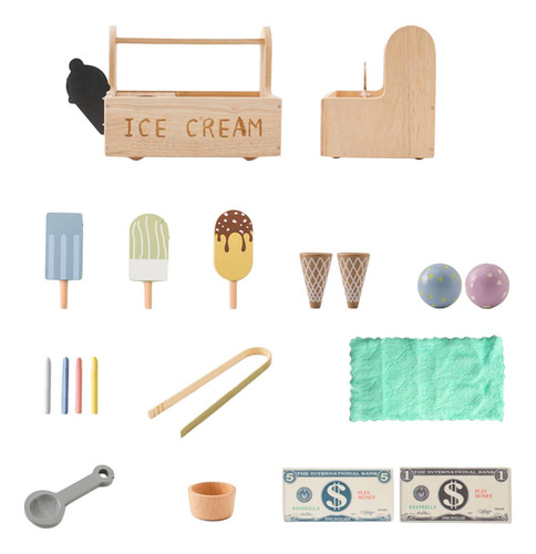 Tienda De Helados De Madera Y Juguetes De Cocina Para El Est