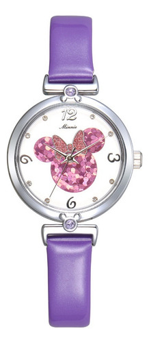 Reloj De Lujo De Cuero Disney Con Diamantes Para Mujeres