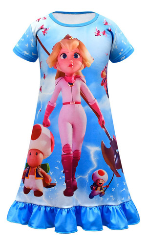 Vestido De Pijama Niñas Super Mario Princess Peach Cosplay