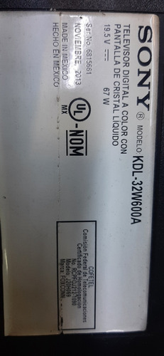 Main Sony Kdl-32w600a 1-888-389-12 (Usado)
