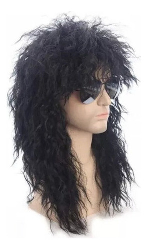 Peluca Larga Rizada Hombre Rubio 70's 80's Rock