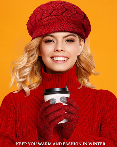 Gorro Invierno Bufanda Guantes Tactiles Con Tejido De Punto