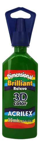 Acrílico artístico Acrilex Dimensional Brilliant 3D 513 - verde musgo brilhante de 1  -  35mL