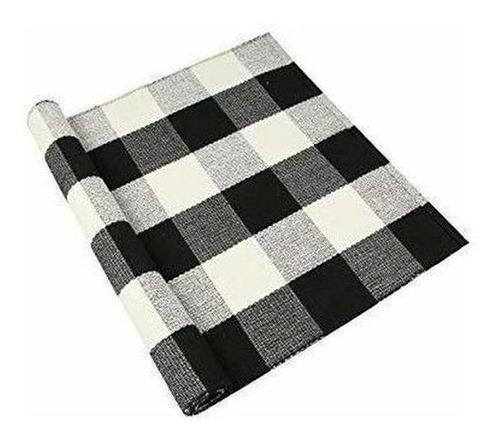 Imagen 1 de 7 de Homcomoda Tartan Cuadros De Algodon Zona Alfombra Mano Tre