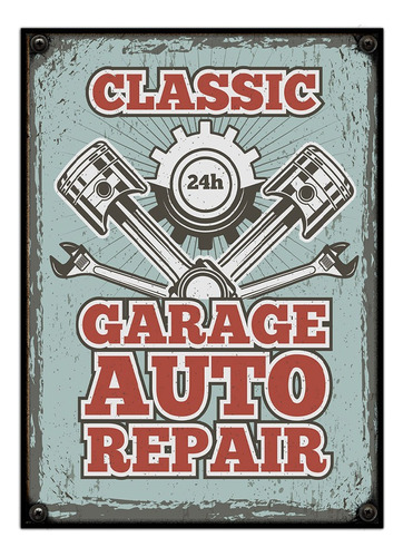 #98 - Cuadro Vintage 21 X 29 Cm / Garage Auto Repar!