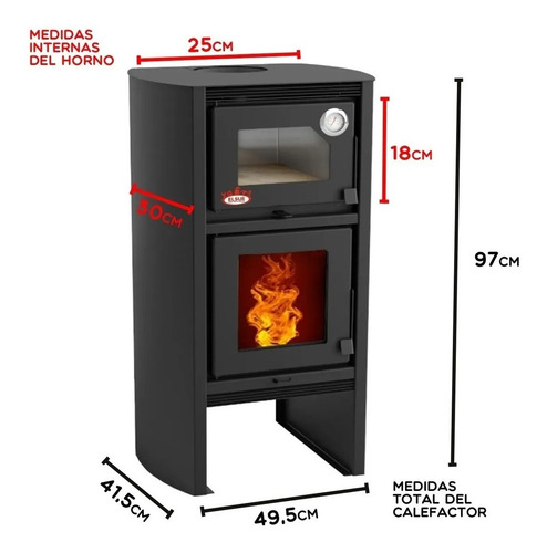 Calefactor Horno Doble Combustion Metavila Lyon Salida Pared