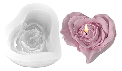 Molde Silicona Rosa Corazon Especial Para Velas Aromaterapia