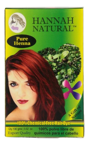 Hannah Natural 100% Puro Polvo De Henna, 100 Gramos