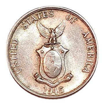 20 Centavos Filipinas 1945 Moneda Plata Ocupación Eeuu