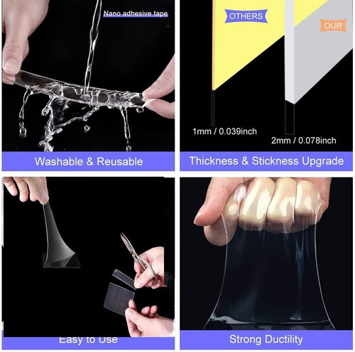 K-kang 12 Cintas Transparentes De Doble Cara Lavables Y Reut