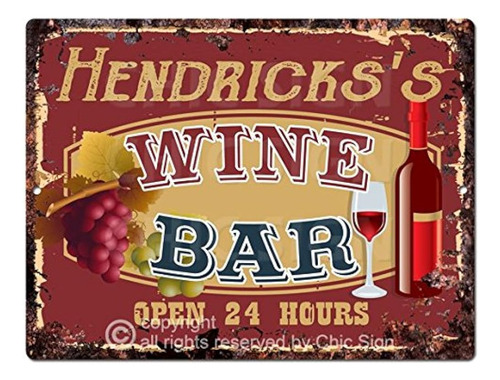 Hendricks's Wine Bar Abierto Las 24 Horas Signo Rústico Tin 