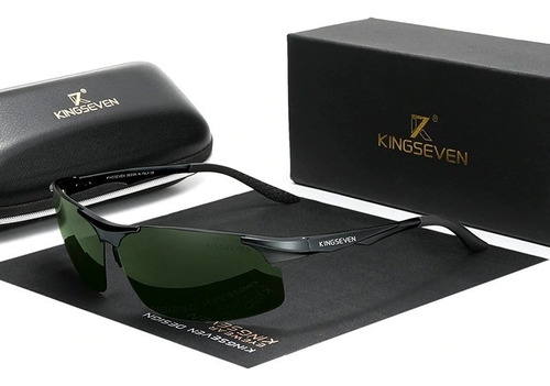 Óculos De Sol Kingseven Masculino Polarizado Uv400 Luxuoso Cor Azul Cor da armação Cinza