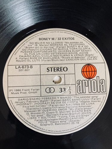 Boney M. / The Best Of 10 Years Lp Vinilo 1986 Mx (Usado)