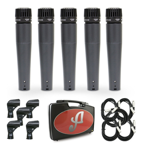 5 Mics Arcano Renius-7 Kit Cabos Xlr-xlr Cachimbos Maleta Sj