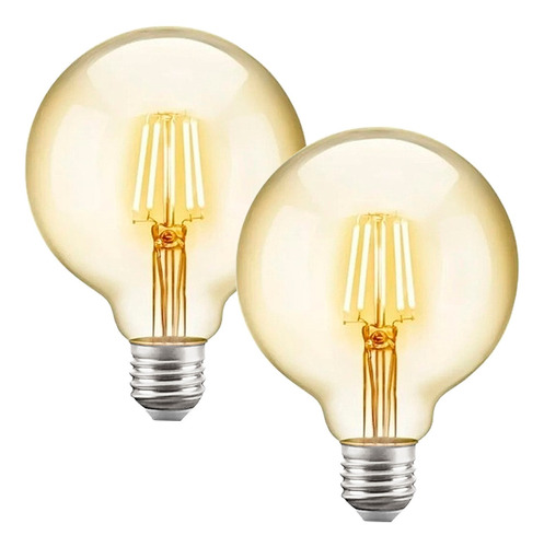 2 Lâmpadas Led Decorativa Retrô Vintage Globo Âmbar G125 Gmh Cor da luz Branco-quente 110V/220V