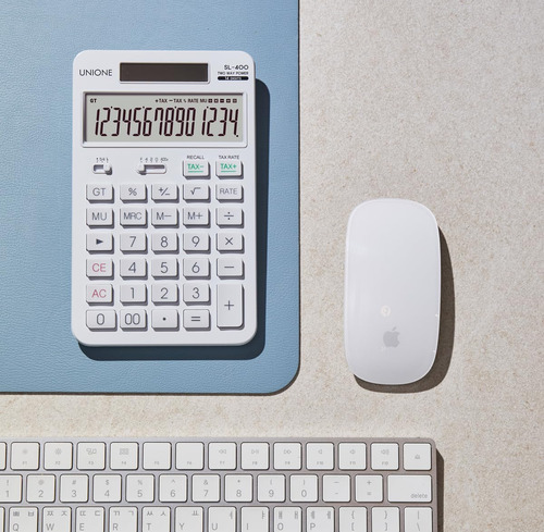Calculadora Uniione Desktop De 14 Dígitos Branca Com Lcd Bri