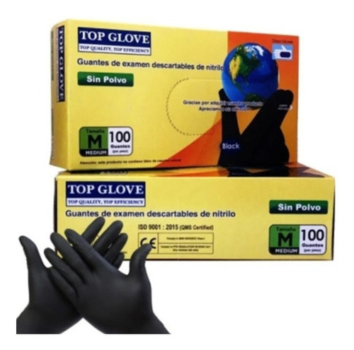 Guantes De Nitrilo Descartables Top Glove Caja X 100 Medium