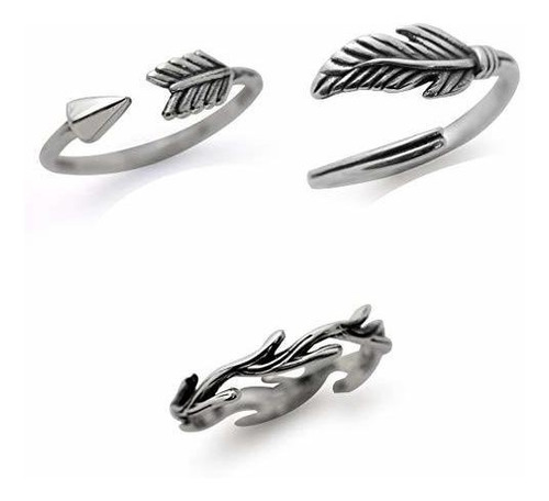 Anillos Bisutería - Silvershake 925 Pluma Flecha Y Textura D