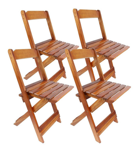 4 Cadeiras Dobráveis Madeira Resistente Cedrinho Itaúba Mel