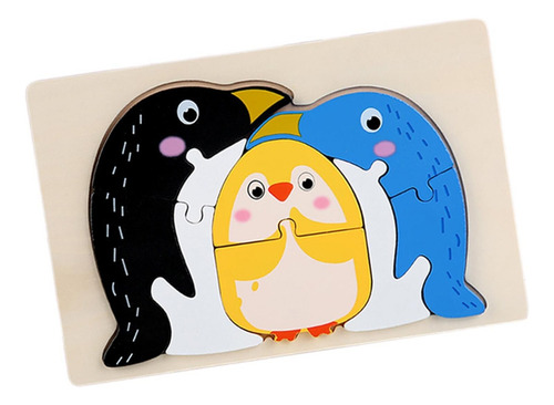 Rompecabezas Madera Para Niños 6 Piezas Figura Pingüino
