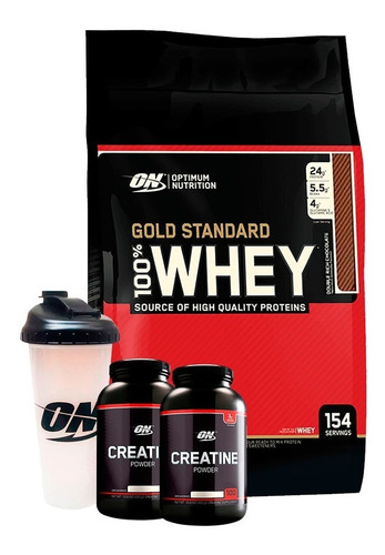 Optimum Nutrition Whey Gold Standard 10l + 2 Creatina + Vaso