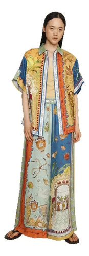 Traje Casual Casslin Con Estampado De Plantas Y Flores Para