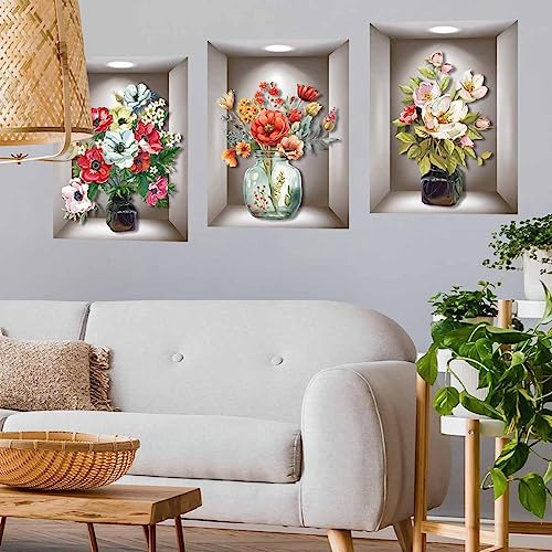 Calcomanías De Pared 3d Flores Vintage, 3 Piezas