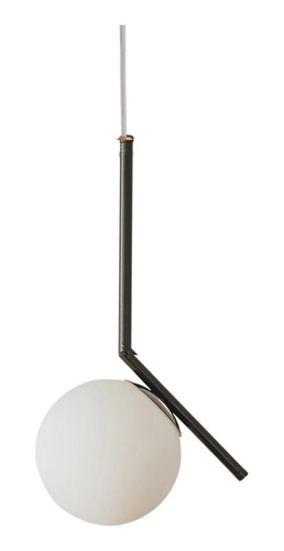 Lampara Colgante Negro Con Globo Vidrio 115cms Roma Pt