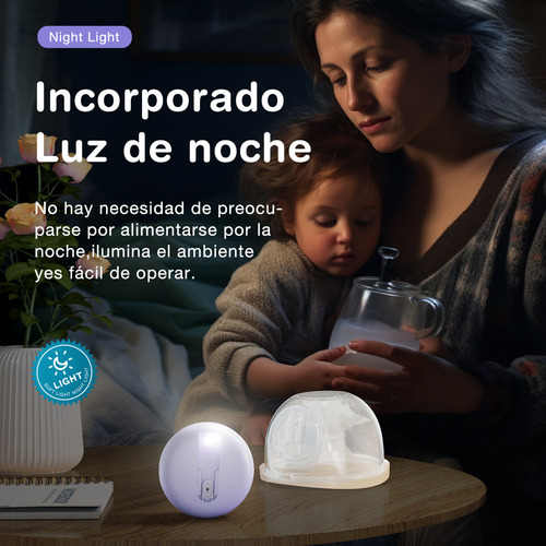 Extractor de Leche Eléctrico Portátil Dr.Isla Manos Libres 4 Modos 12 Niveles Luz Nocturna Silicona Alimentaria Color Purpura