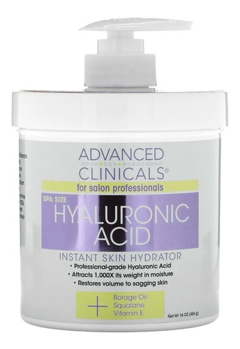 Imagen 1 de 2 de Acido Hialuronico Advanced Clinicals Para Spa 454 G