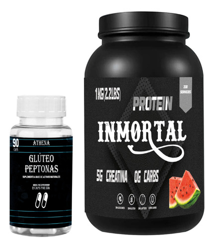 Dúo Peptonas Athena + Creatina Inmortal 90 Cap/1kg 200 Serv. Sin Sabor - Sandia
