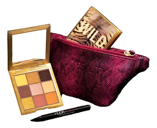 Huda Beauty Kit Wild Tiger Paleta + Delineador + Pochete Sombra Terracota