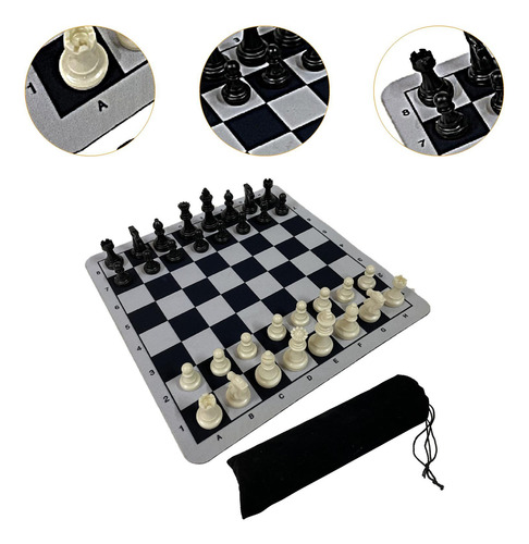 Juego De Ajedrez Portátil Con Ajedrez Medieval En Y Negro,