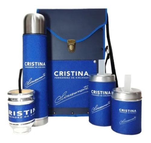 Set Matero Kit Completo De Mate Cristina Kirchner! Azul