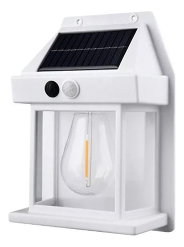 Farol Solar De Pared Blanco Con Sensor D Movimiento Exterior