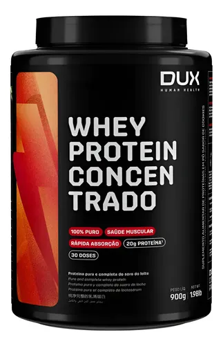 Whey Protein Concentrado Pote (900g) Dux Nutrition Sabor Chocolate