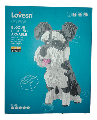 Perro Snauzer Figura Para Armar 3d 2100 Bloques Armables Toy 2100 Schnauzer