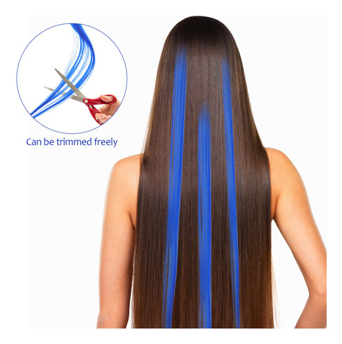 10 Extensiones De Cabello Sintéticas Con Resaltes De Colores